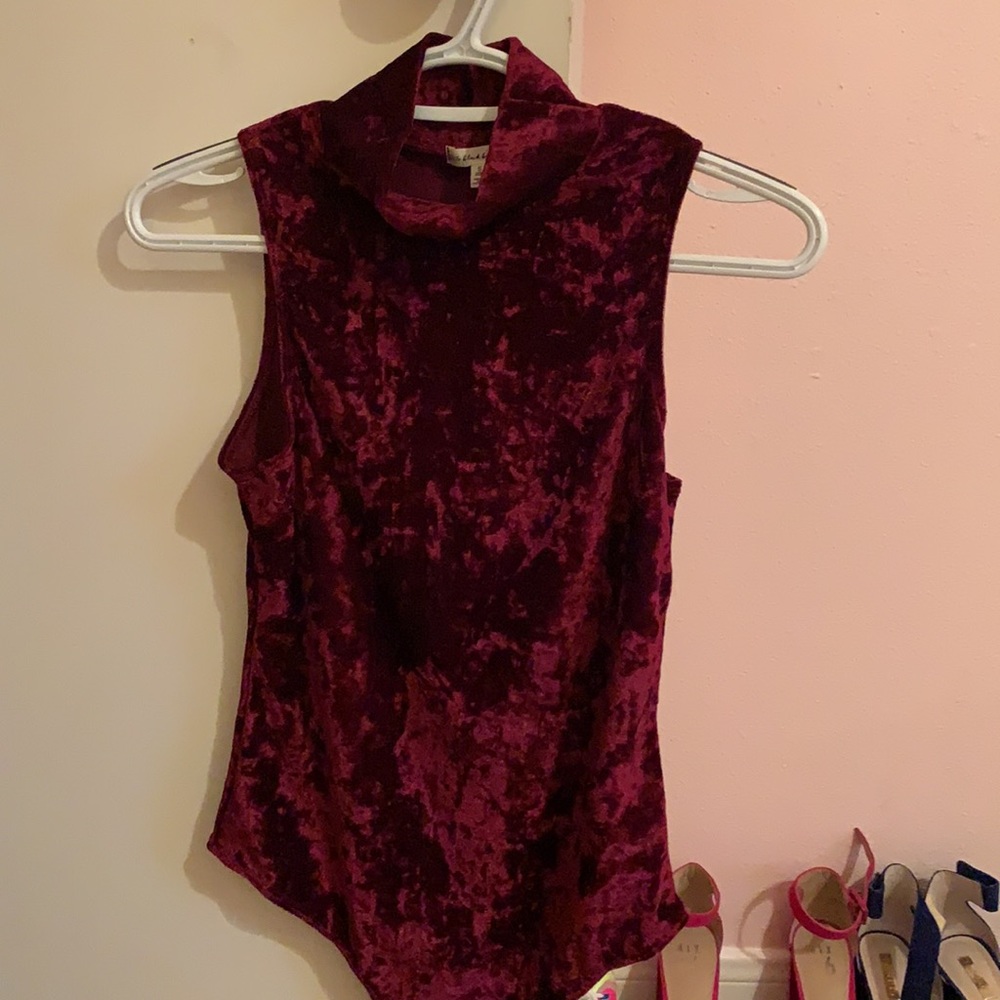 Small burgundy velvet body suit
